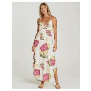 Billabong floral maxi dress with drawstring waist